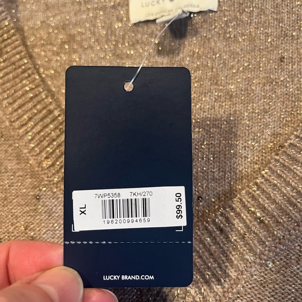 NWT Lucky Brand Gold V-Neck Sweater XL - Picture 6 of 13